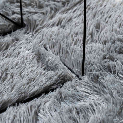 Shaggy Rug High Pile NAVARRA Light Grey 160x160 cm Polyester