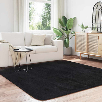 Shaggy Rug High Pile NAVARRA Black 200x200 cm Polyester