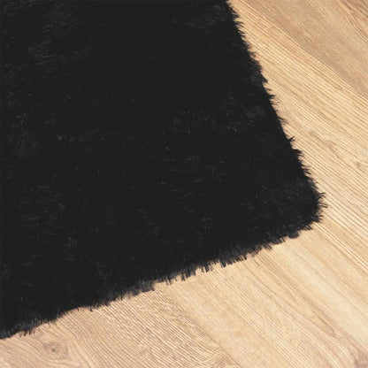 Shaggy Rug High Pile NAVARRA Black 200x200 cm Polyester