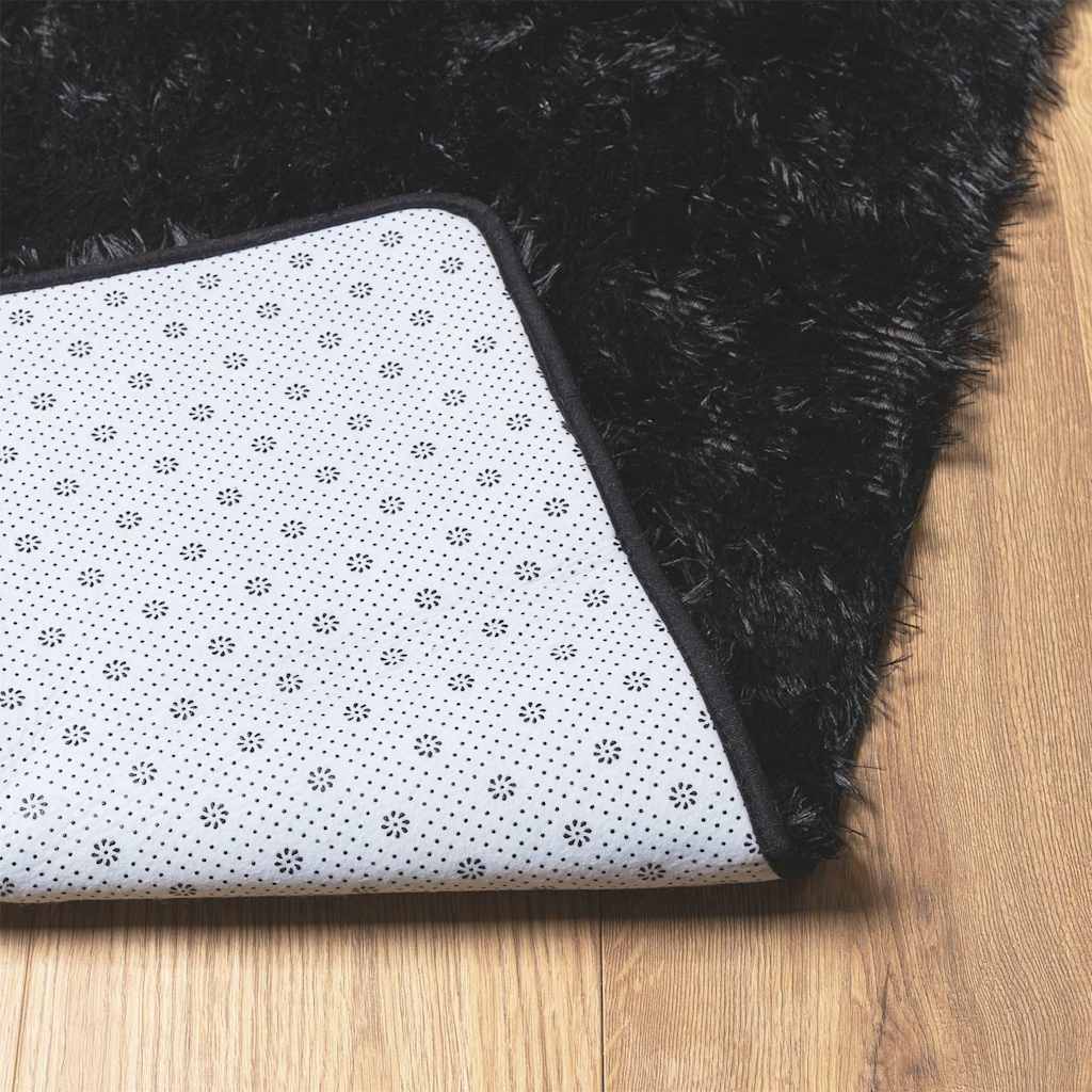 Shaggy Rug High Pile NAVARRA Black 200x200 cm Polyester