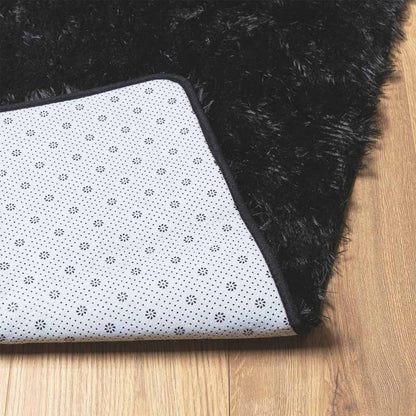 Shaggy Rug High Pile NAVARRA Black 200x200 cm Polyester