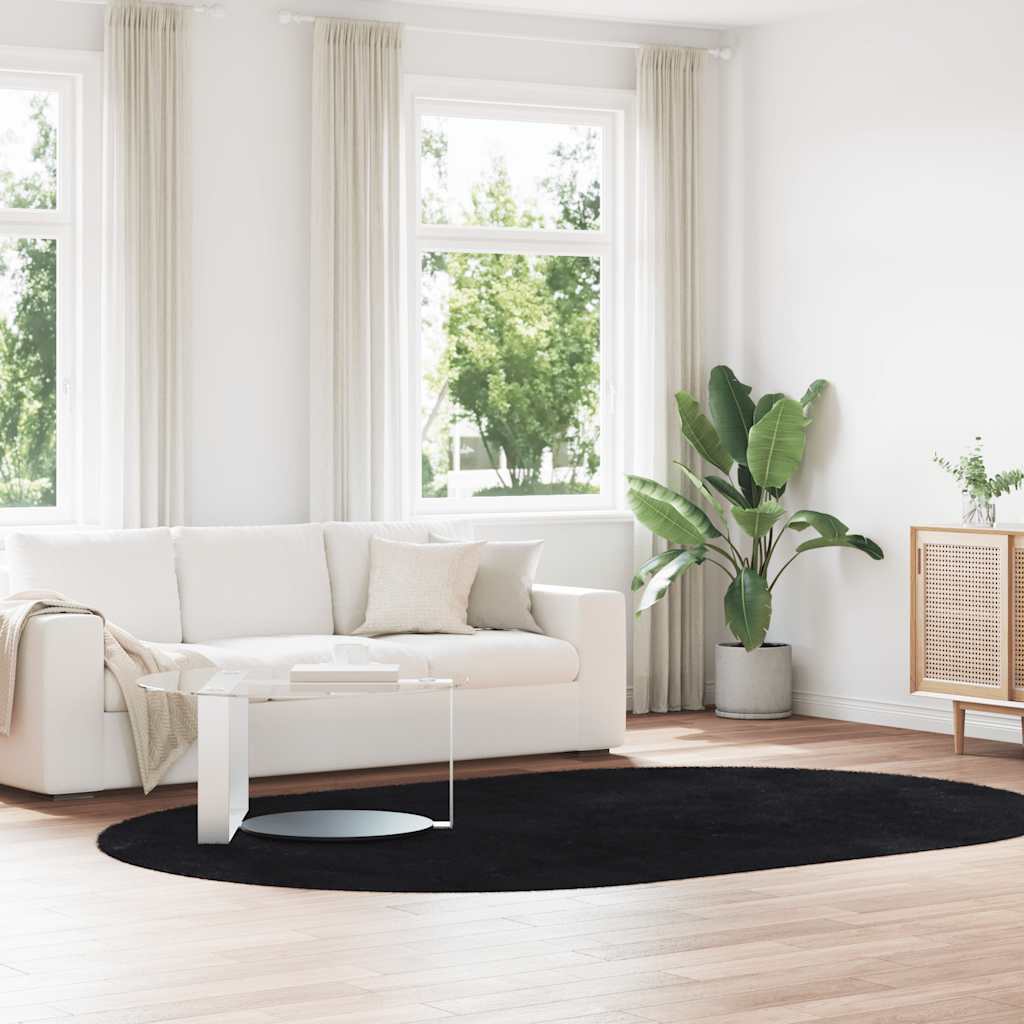 Shaggy Rug High Pile NAVARRA Black 300x200 cm Polyester