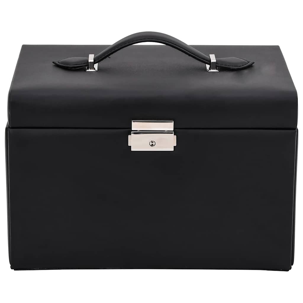 Jewellery Box 3-Layer with Mirror Lockable Black 26x18x17.5 cm