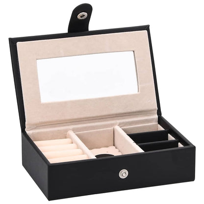 Jewellery Box 3-Layer with Mirror Lockable Black 26x18x17.5 cm