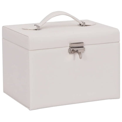 Jewellery Box 4-Layer with Mirror Lockable White 22.5x17.5x16.5 cm