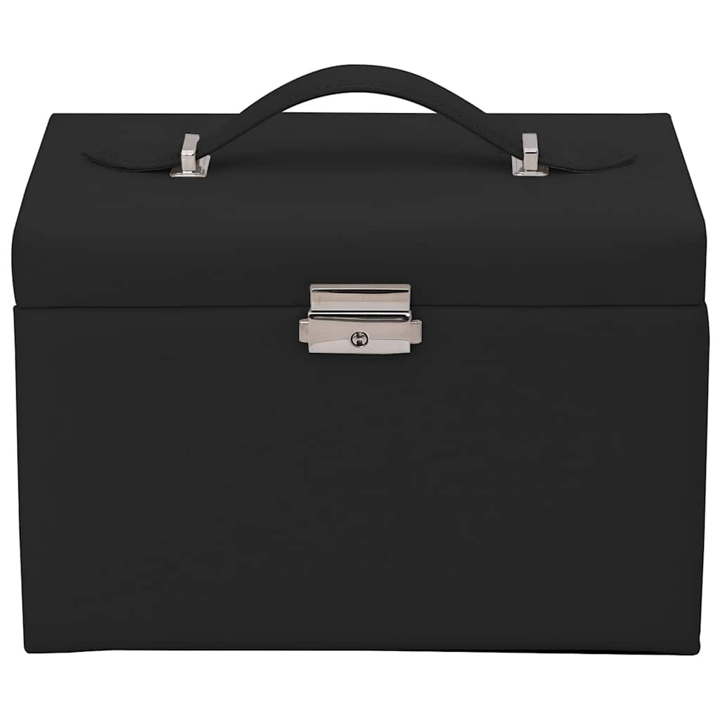 Jewellery Box 4-Layer with Mirror Lockable Black 22.5x17.5x16.5 cm