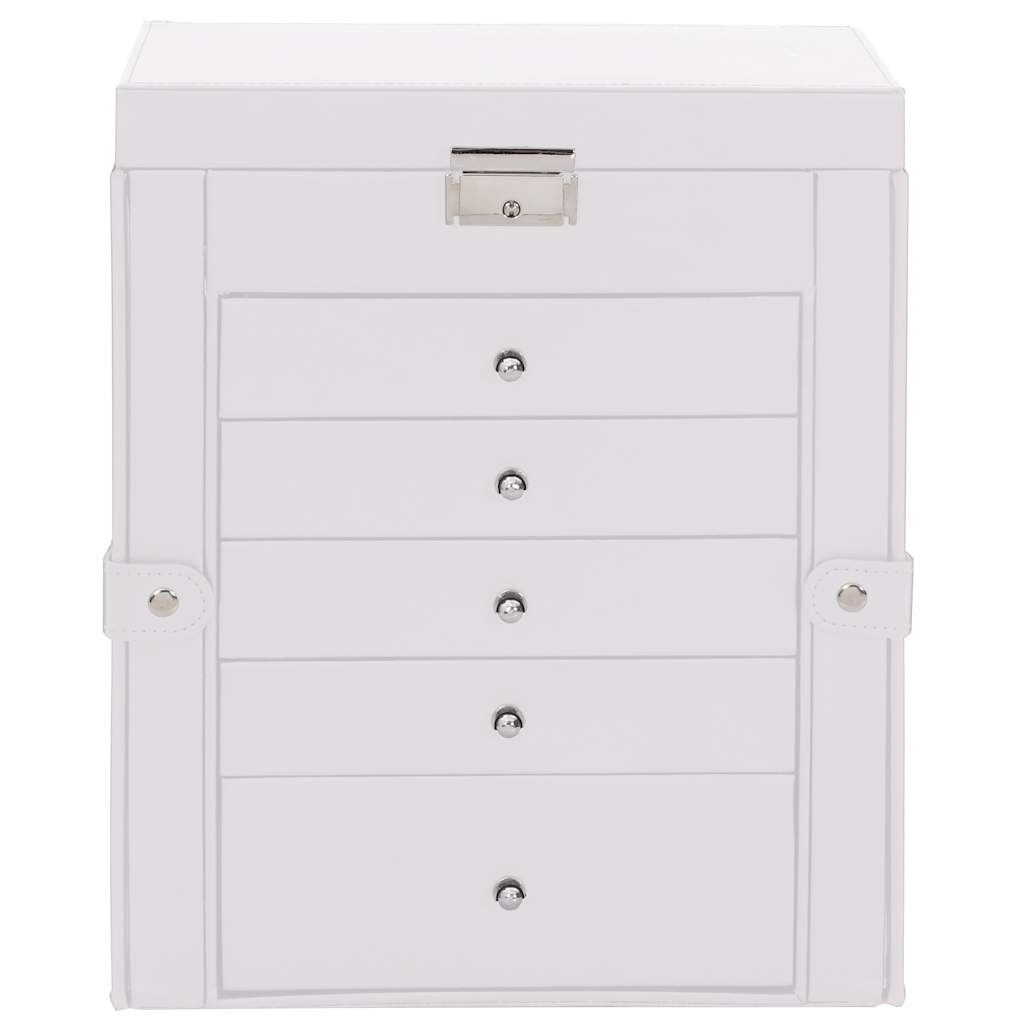 Jewellery Box 6-Layer with Mirror Lockable White