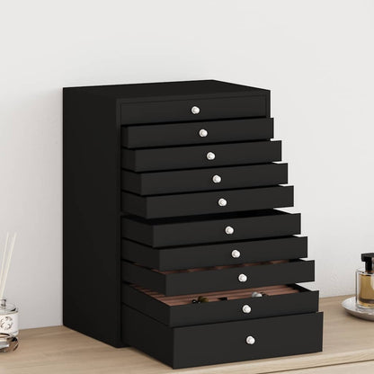 Jewellery Box 10-Layer with Watch Holders Black 29x20.5x40.5 cm