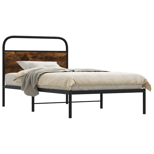 Bed Frame Without Mattress 100x190 cm Smoked Oak Engineered Wood