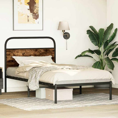 Bed Frame Without Mattress 107x203 cm Smoked Oak Engineered Wood