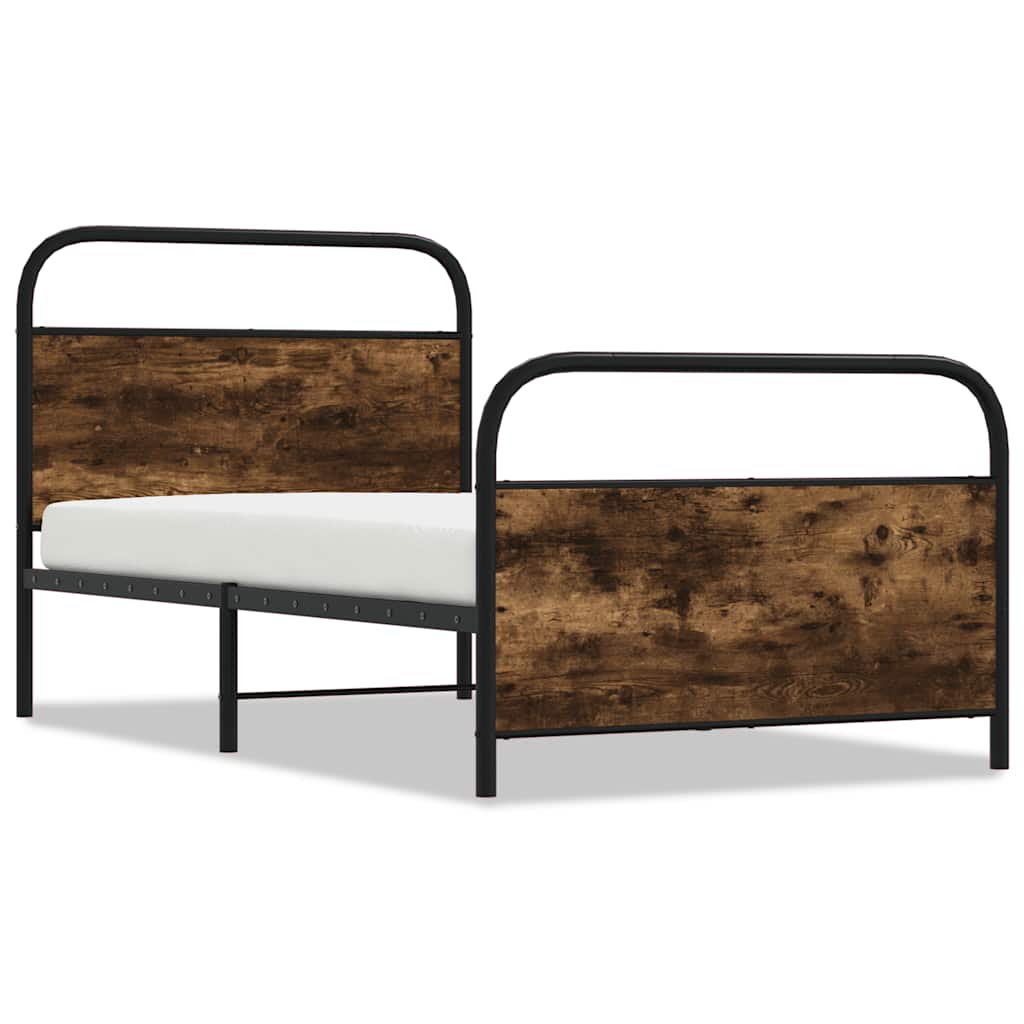 Bed Frame Without Mattress 107x203 cm Smoked Oak Engineered Wood