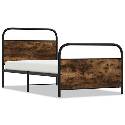 Bed Frame Without Mattress 107x203 cm Smoked Oak Engineered Wood