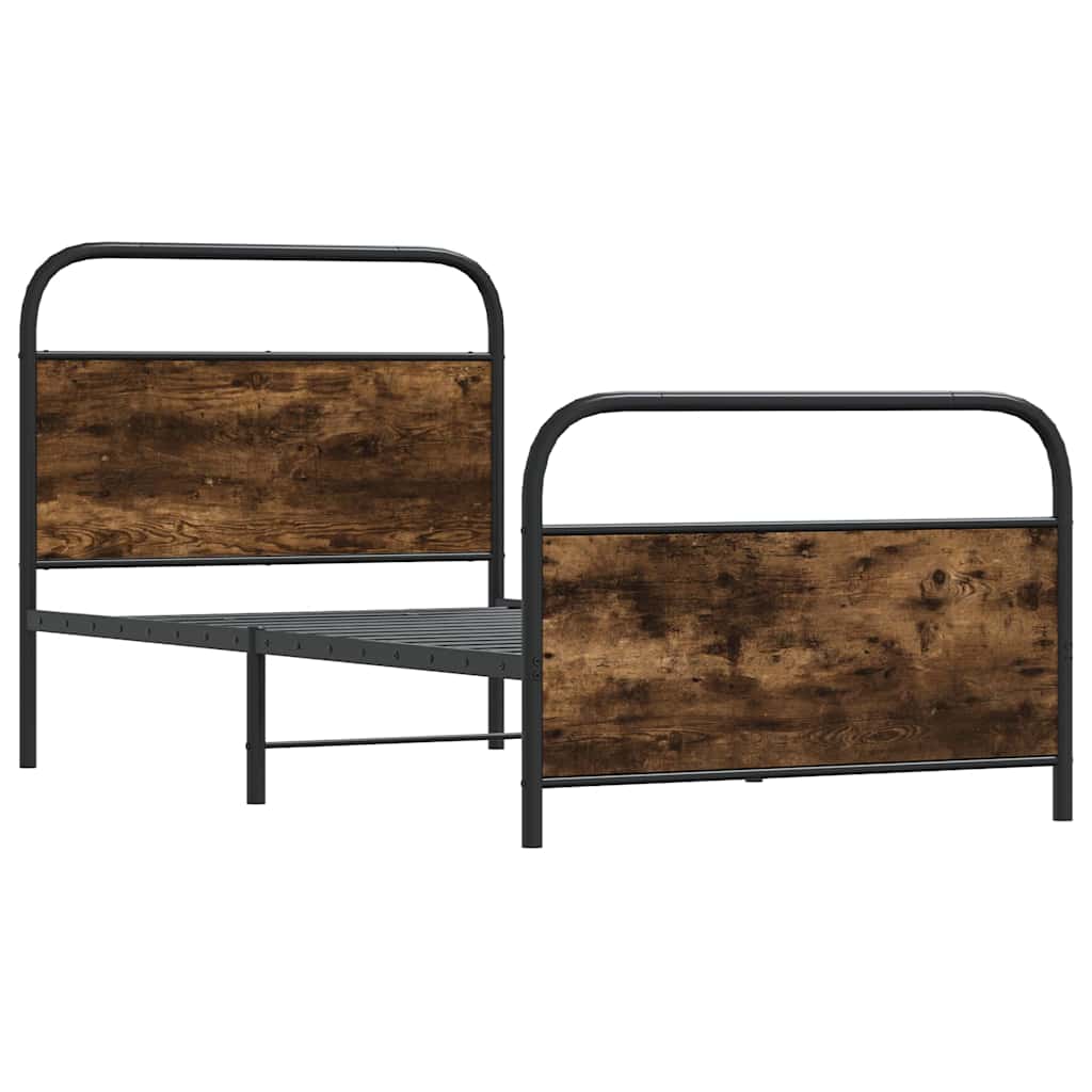 Bed Frame Without Mattress 107x203 cm Smoked Oak Engineered Wood