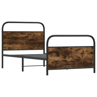 Bed Frame Without Mattress 107x203 cm Smoked Oak Engineered Wood