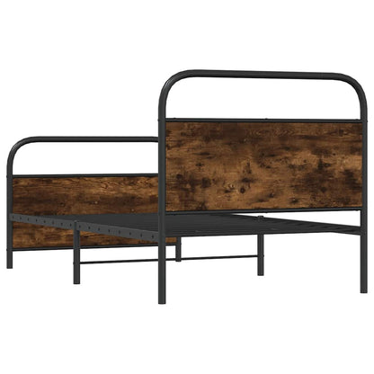 Bed Frame Without Mattress 107x203 cm Smoked Oak Engineered Wood