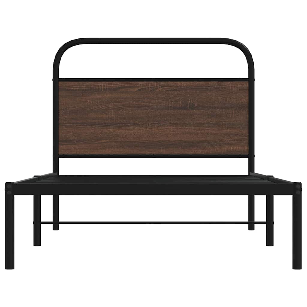 Bed Frame Without Mattress 107x203 cm Brown Oak Engineered Wood