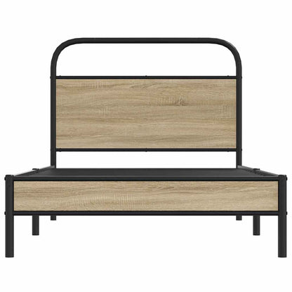 Bed Frame Without Mattress 100x190 cm Smoked Oak Engineered Wood