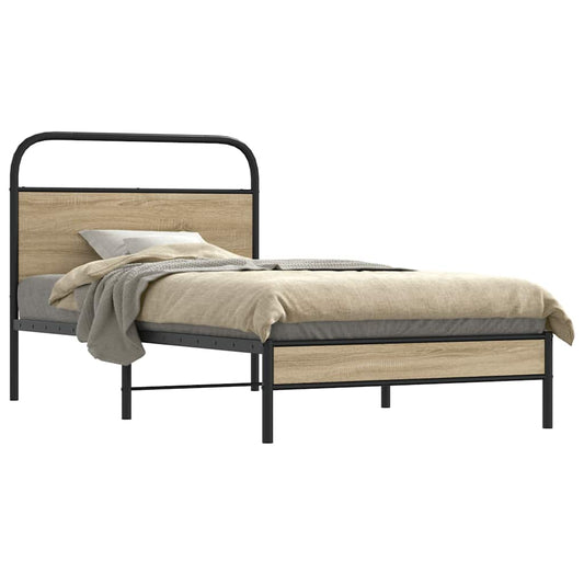 Bed Frame Without Mattress 100x190 cm Smoked Oak Engineered Wood