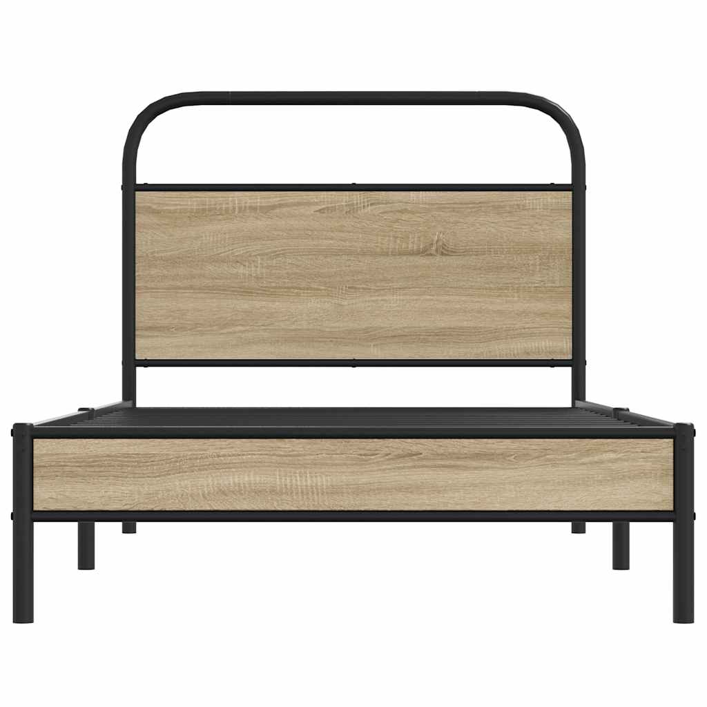 Bed Frame Without Mattress 107x203 cm Smoked Oak Engineered Wood