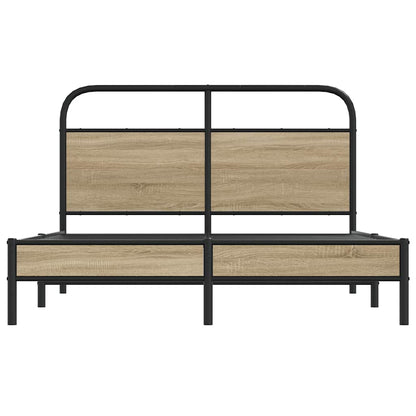 Bed Frame Without Mattress 135x190 cm Smoked Oak Engineered Wood