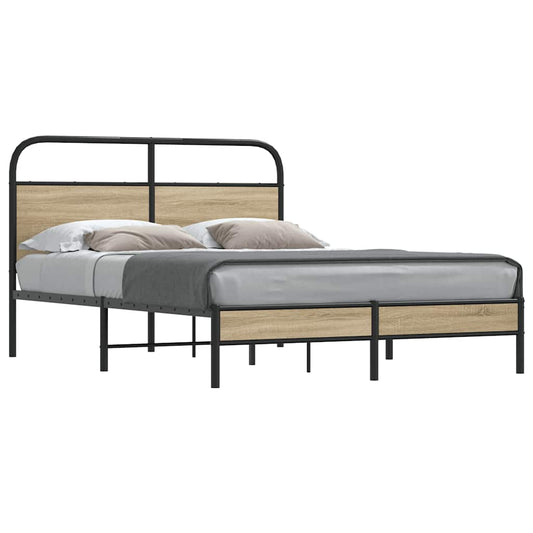 Bed Frame Without Mattress 135x190 cm Smoked Oak Engineered Wood