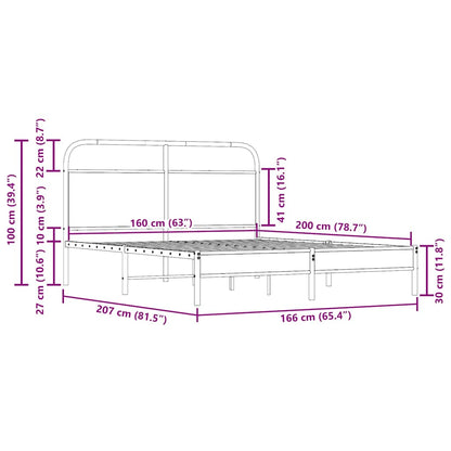 Bed Frame Without Mattress 160x200 cm Smoked Oak Engineered Wood