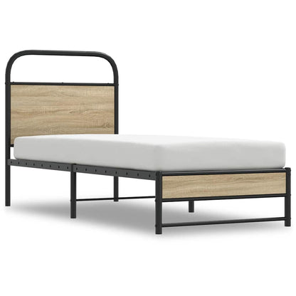 Bed Frame Without Mattress 75x190 cm Smoked Oak Engineered Wood
