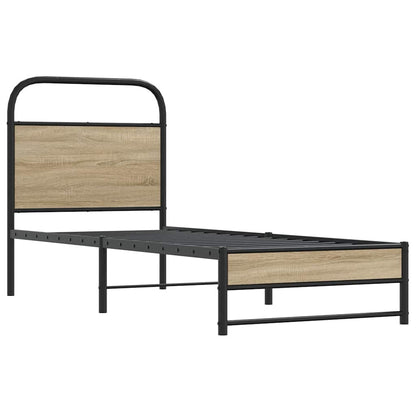 Bed Frame Without Mattress 75x190 cm Smoked Oak Engineered Wood