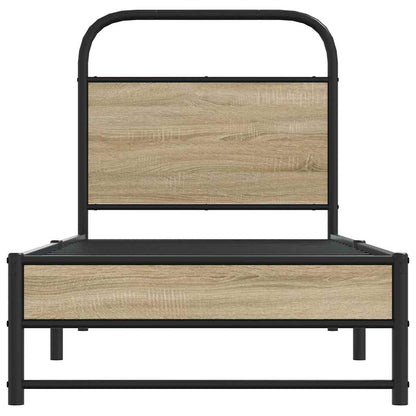 Bed Frame Without Mattress 75x190 cm Smoked Oak Engineered Wood