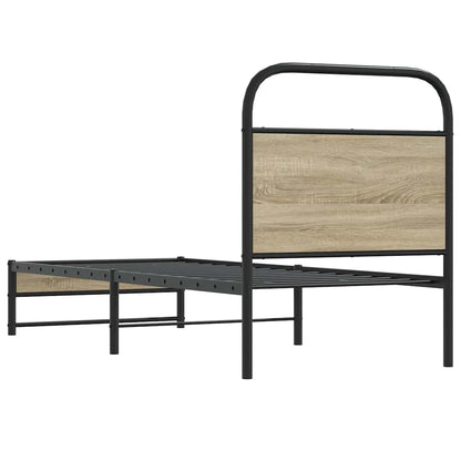 Bed Frame Without Mattress 75x190 cm Smoked Oak Engineered Wood