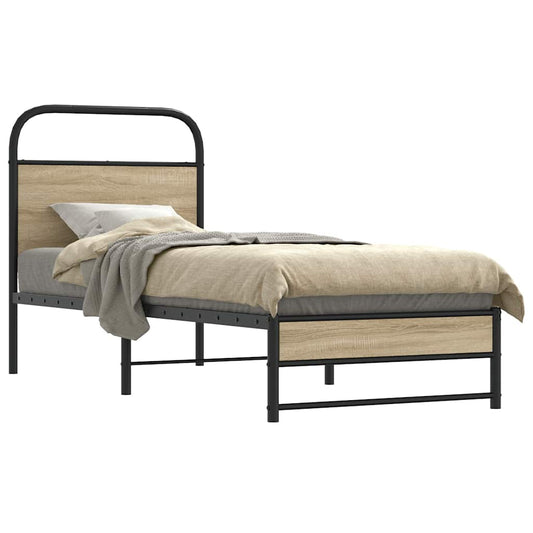 Bed Frame Without Mattress 75x190 cm Smoked Oak Engineered Wood