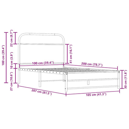 Bed Frame Without Mattress 100x200 cm Smoked Oak Engineered Wood