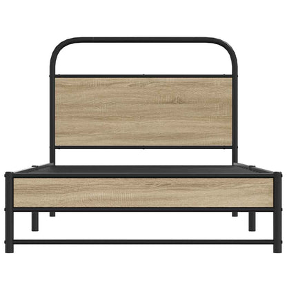 Bed Frame Without Mattress 107x203 cm Smoked Oak Engineered Wood
