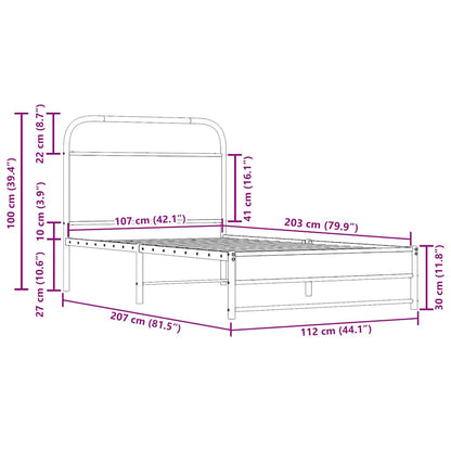 Bed Frame Without Mattress 107x203 cm Smoked Oak Engineered Wood
