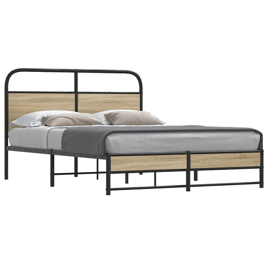 Bed Frame Without Mattress 120x200 cm Smoked Oak Engineered Wood