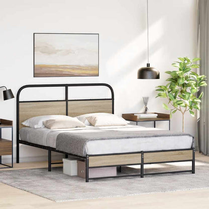 Bed Frame Without Mattress 135x190 cm Smoked Oak Engineered Wood