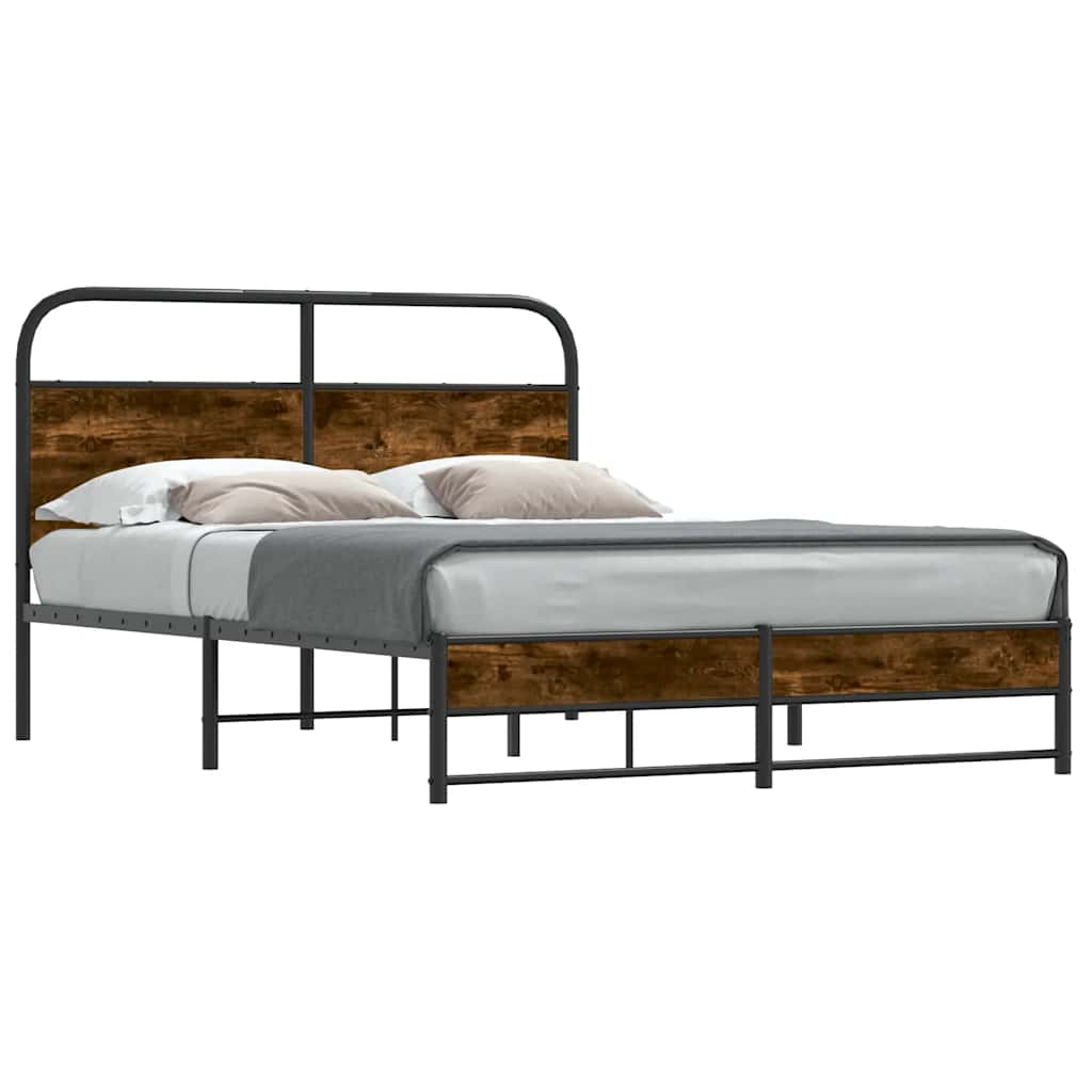 Bed Frame Without Mattress 140x190 cm Smoked Oak Engineered Wood