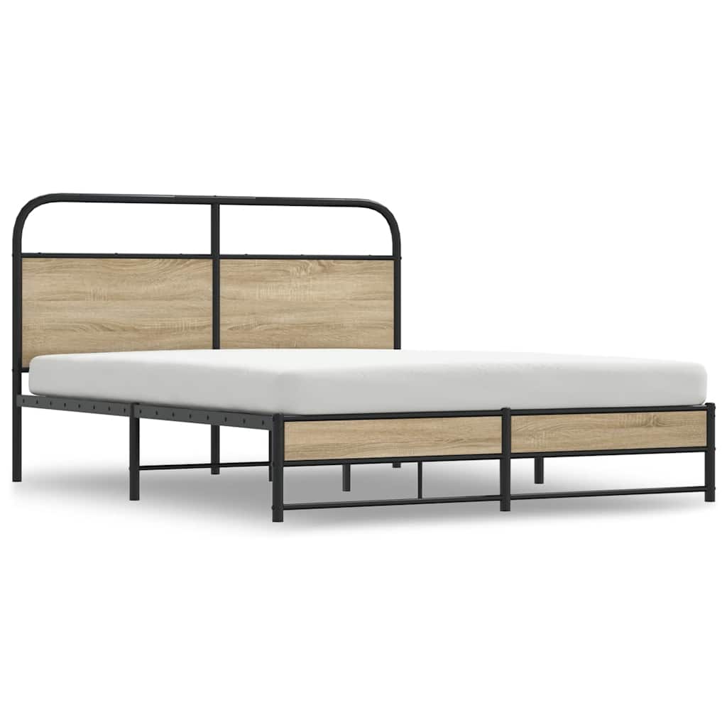 Bed Frame Without Mattress 150x200 cm Smoked Oak Engineered Wood