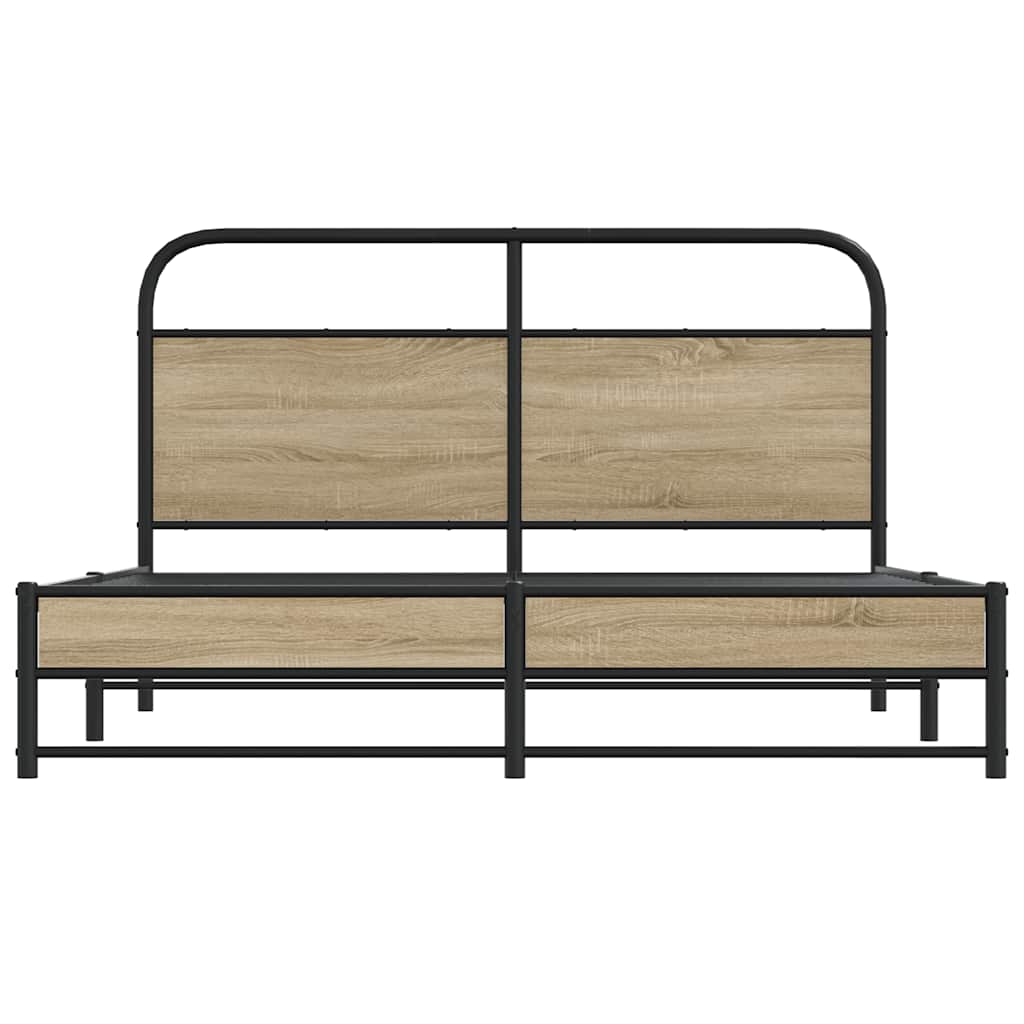 Bed Frame Without Mattress 150x200 cm Smoked Oak Engineered Wood