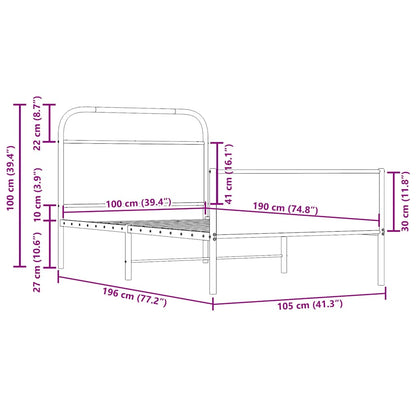 Bed Frame without Mattress 100x190 cm Sonoma Oak Engineered Wood
