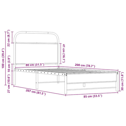 Bed Frame without Mattress 80x200 cm Sonoma Oak Engineered Wood