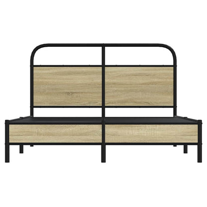 Bed Frame without Mattress 135x190 cm Double Sonoma Oak Engineered Wood