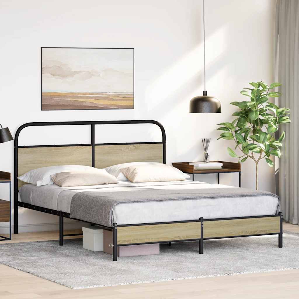 Bed Frame without Mattress 160x200 cm Sonoma Oak Engineered Wood