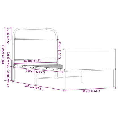 Bed Frame without Mattress 80x200 cm Sonoma Oak Engineered Wood