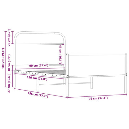 Bed Frame without Mattress 90x190 cm Sonoma Oak Engineered Wood