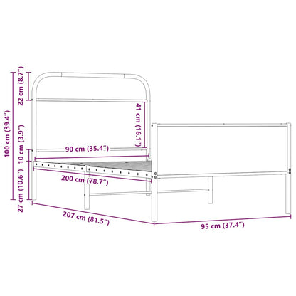 Bed Frame without Mattress 90x200 cm Sonoma Oak Engineered Wood