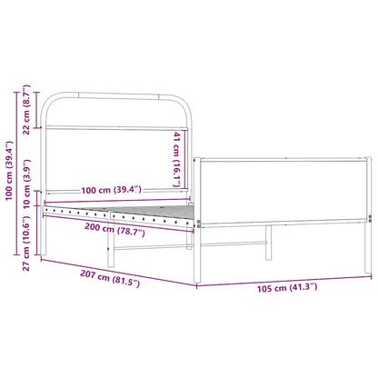 Bed Frame without Mattress 100x200 cm Sonoma Oak Engineered Wood