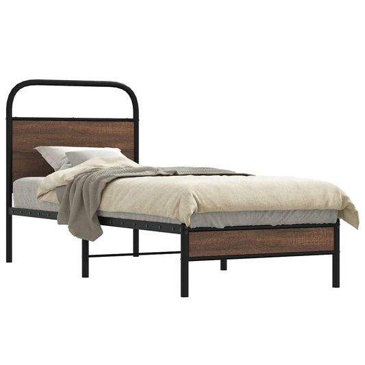 Bed Frame without Mattress 80x200 cm Brown Oak Engineered Wood