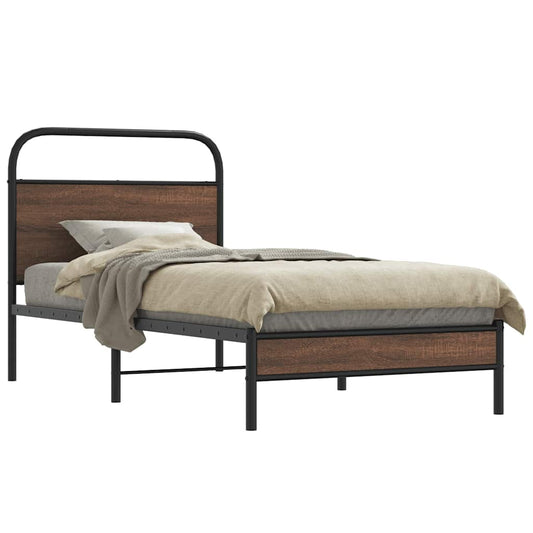 Bed Frame without Mattress 90x190 cm Brown Oak Engineered Wood
