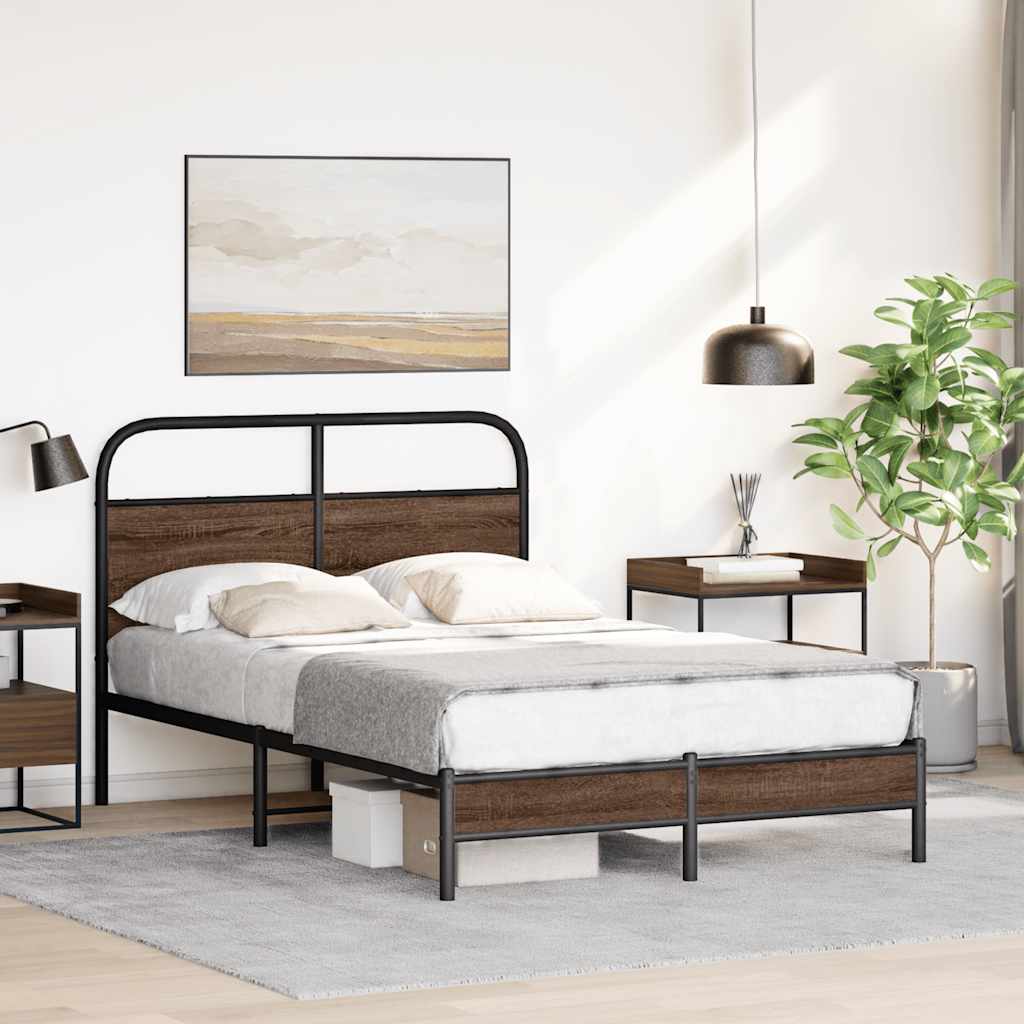 Bed Frame without Mattress 120x190 cm Small Double Brown Oak Engineered Wood